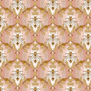 Golden Royal Bee Ogee on blush pink background Small scale