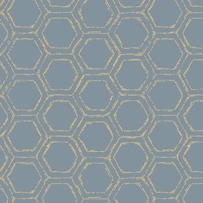 Honey comb hand drawn Dusty blue grey Medium scale