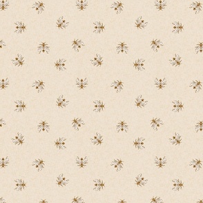 Only Bees on cream linen texture NON DIRECTIONAL Small scale