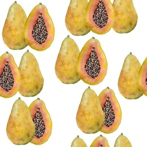 Papaya Tropical Fruit on White Background