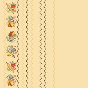 BORDER PRINT - 1935 KITCHEN COLLECTION (BROWN AND YELLOW)