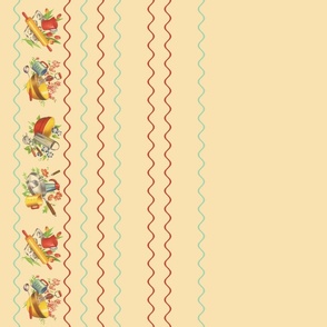 BORDER PRINT - 1935 KITCHEN COLLECTION (RED AND JADITE)