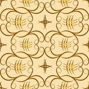 CROSSHATCH DESIGN LARGE - 1935 KITCHEN COLLECTION (BROWN AND YELLOW)