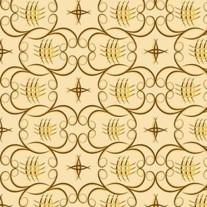 CROSSHATCH DESIGN SMALL - 1935 KITCHEN COLLECTION (BROWN AND YELLOW)