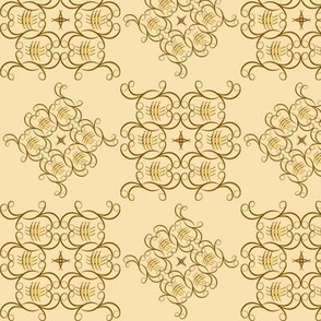 CROSSHATCH DAMASK SMALL - 1935 KITCHEN COLLECTION (BROWN AND YELLOW)