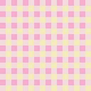 Small Pastel Piglet Pink and Butter Yellow Gingham