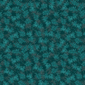 leaves_vine_emerald_teal_006c6d