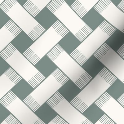 Diagonal Trellis, Grey Green, Small Scale
