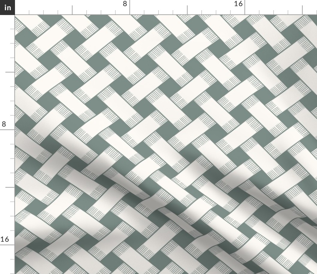 Diagonal Trellis, Grey Green, Small Scale
