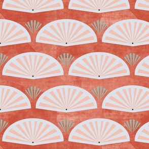 art deco fans red