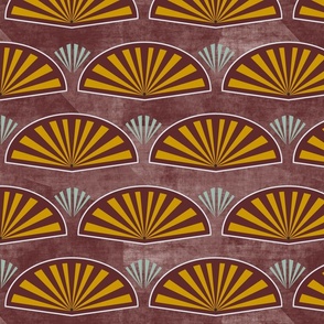 art deco fans maroon