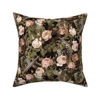 Sleeping Beauty - Little Briar Rose - A fairy tale by the Brothers Grimm - thorny hedge on black sepia tanned double layer