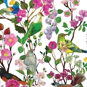 Birds and Blooms Chinoiserie {White} jumbo