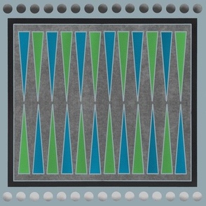 Backgammon // Blue and Green Leather on Gray Velvet