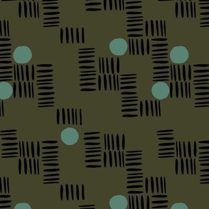Falling circles - olive and mint