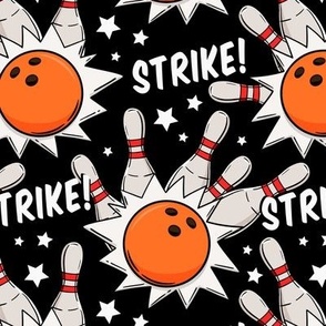 Retro bowling strike black medium scale