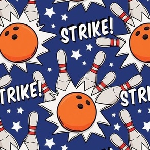 Retro bowling strike navy medium scale