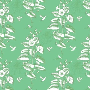 Etched Botanical Toile Flower - green and white.