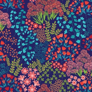 Fanciful Garden-On Indigo-XL scale