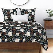 Magnolia Oasis Floral Midnight Large Scale