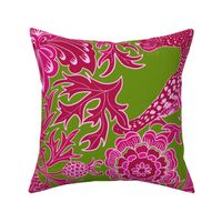 Large Cheetah Monochromatic Fuschia on Leaf background