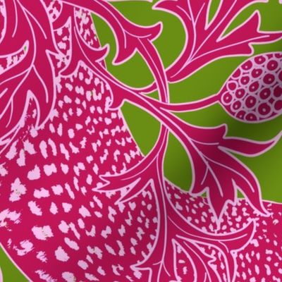 Large Cheetah Monochromatic Fuschia on Leaf background