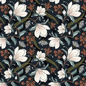 Magnolia Oasis Floral Midnight Small Scale