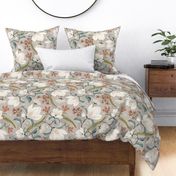 Magnolia Oasis Floral Taupe Large Scale