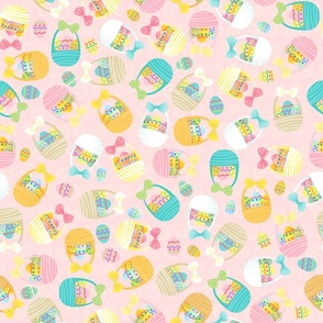 Easter Baskets filled with Eggs on Pink - Large