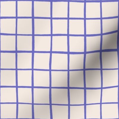Sketchy Grid Cream Blue