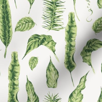 Tropical vintage green leaves