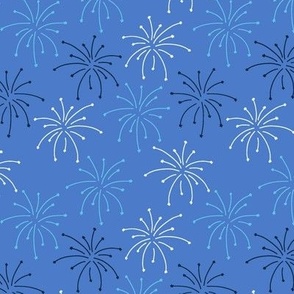 4th of July Fireworks in Bright Blue