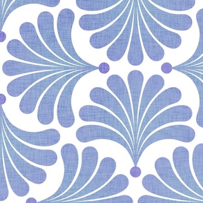 Dreamy Flower Bed- - Minimalist Geometric Floral Wallpaper- Art Deco Flowers- Petal Cotton Solid Coordinate Sky Blue and Lilac- Pastel Colors- Soft Blue- Periwinkle- Large