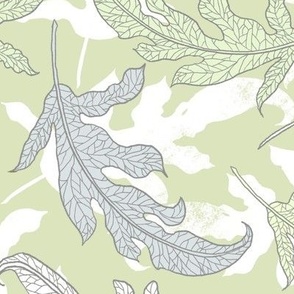 Pastel leaves green-gray large scale