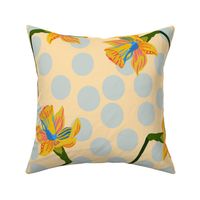 Maximalist Daffodils Muli Color Spring Flowers Polka Dots Large Scale 