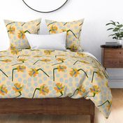 Maximalist Daffodils Muli Color Spring Flowers Polka Dots Large Scale 