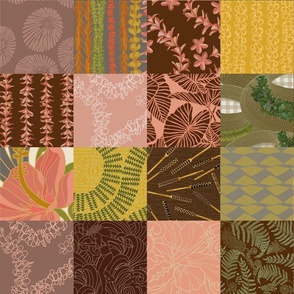 Hawaiian Patchwork Quilt Browns 5 inch