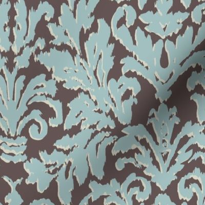 Ikat Damask-Seaglass & Cocoa-L