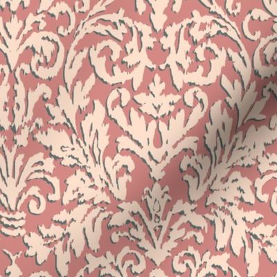 Ikat Damask-Cameo & Salmon-M