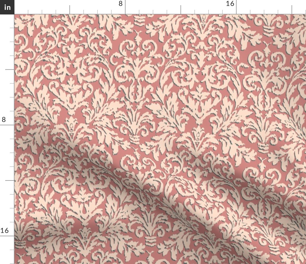 Ikat Damask-Cameo & Salmon-M