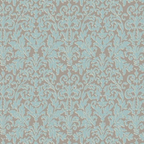 Ikat Damask-Viridian & Taupe-M