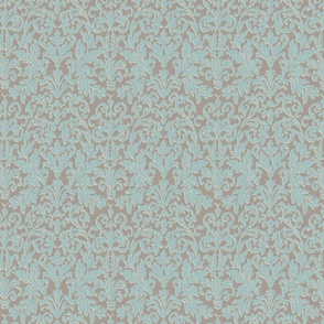 Ikat Damask-Viridian & Taupe-S