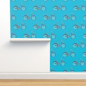 Watercolor Bicycles on Aqua Blue/  large scale