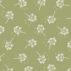 Berry Blossom Toss: Olive Green & White Botanical