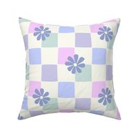 Checkerboard Daisies mint blue pink purple pink by Jac Slade