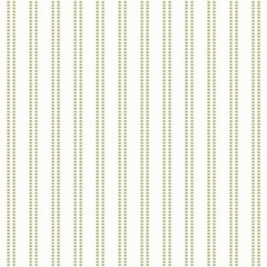 Seeded Stripe: Olive Green & White Thin Stripe, Beaded Stripe