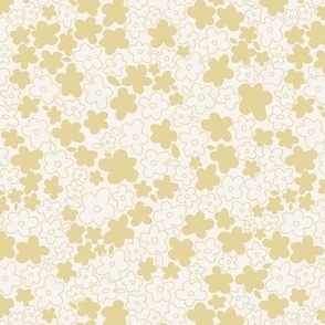 little flowers - original - cream and yellow - MONBER and B