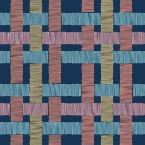 Country Linen Checks - Navy - Bright