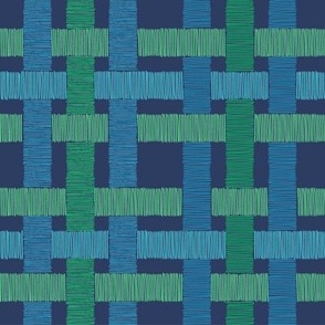 Country Linen Checks - Navy - Greens