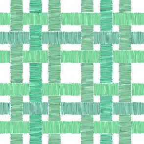 Country Linen Checks - Green white